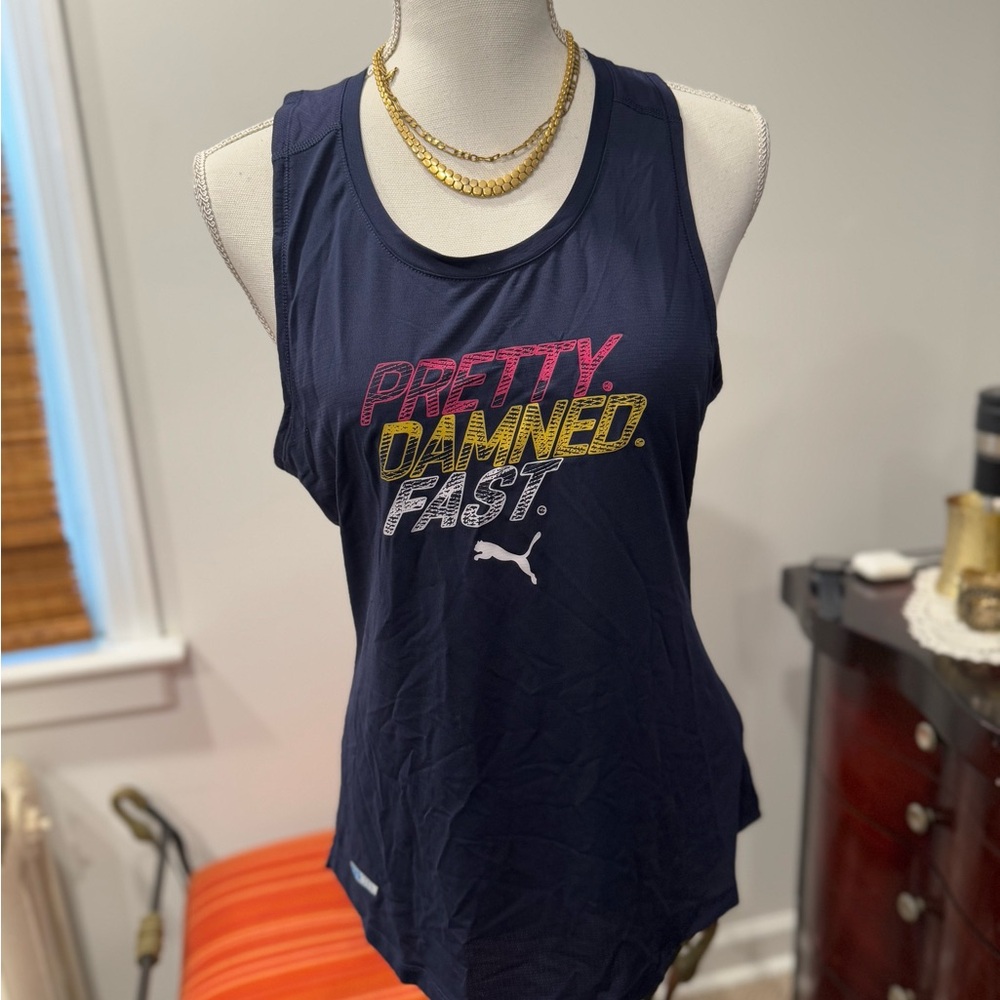 Puma Women's Navy Graphic Tank Top